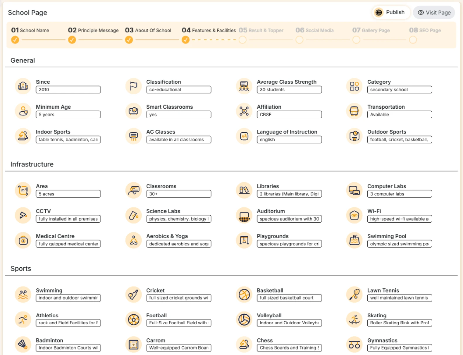 Page Create Step 1