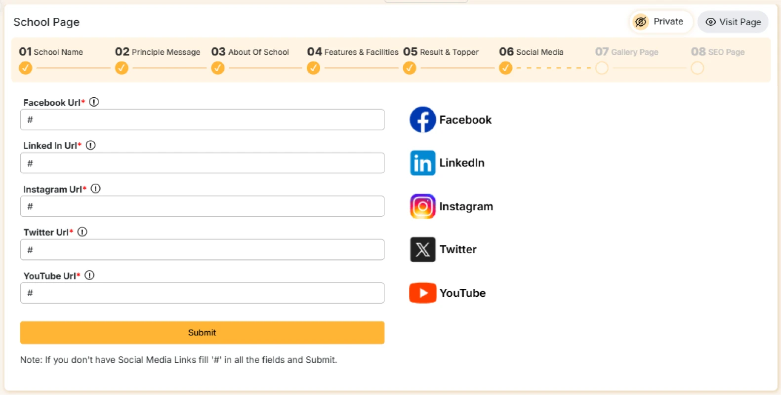 Page Create Step 1