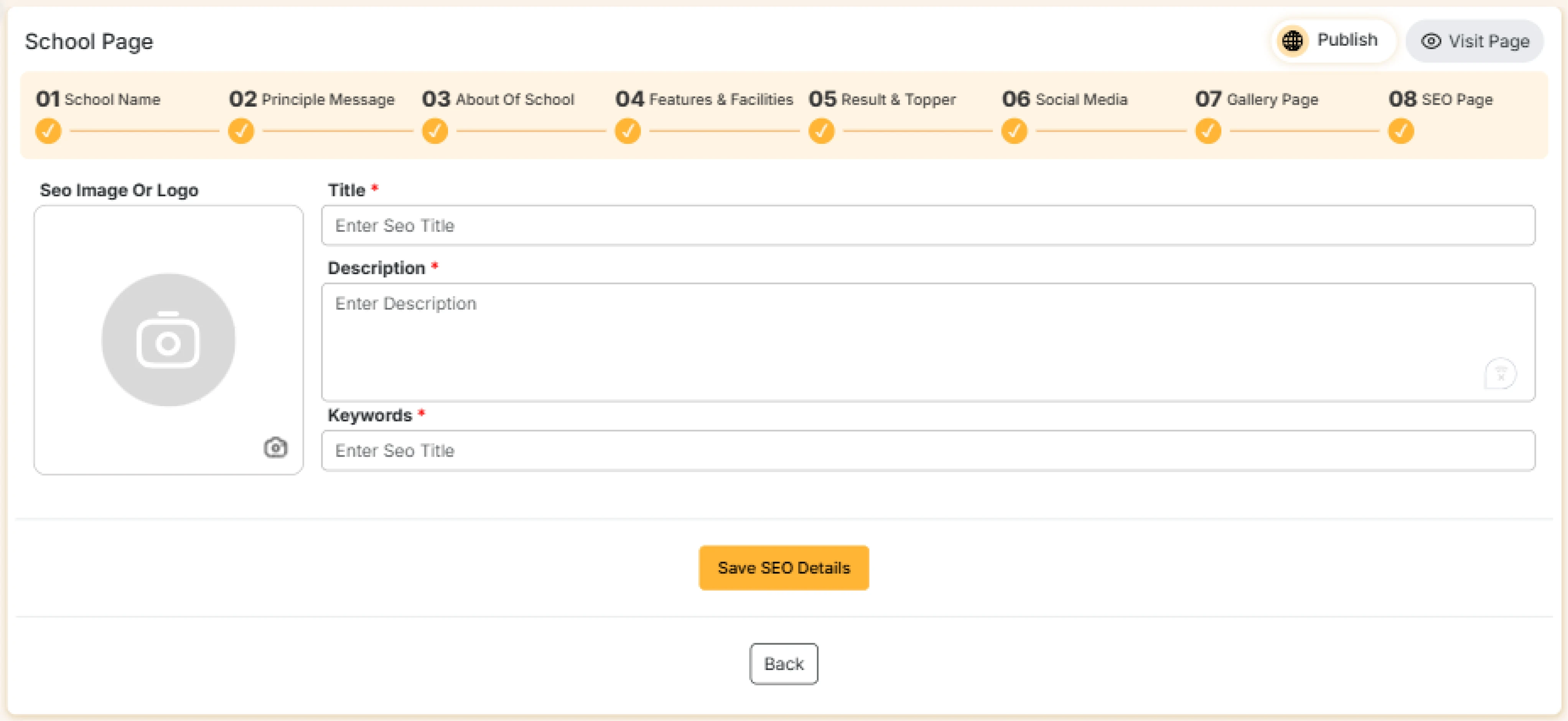 Page Create Step 1